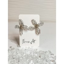   "Ezüst-átlátszó füstfóliás epoxi gyanta elegáns virág fülbevaló"#72