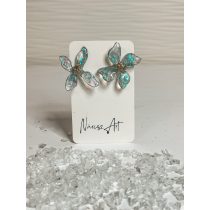   "Kék-holo-átlátszó füstfóliás epoxi gyanta elegáns virág fülbevaló"#74