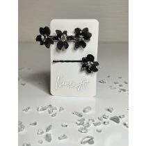 "Fekete epoxi gyanta virágos hajcsat szett"#01