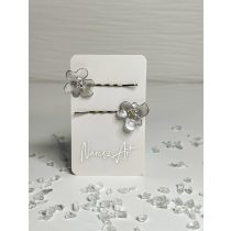 "Ezüst epoxi gyanta hajcsat szett"#04