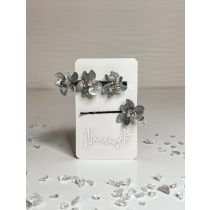 "Ezüst epoxi gyanta virágos hajcsat szett"#06