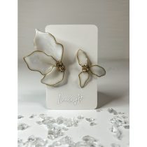   "Fehér-arany epoxi gyanta esküvői virágos fülbevaló"#06