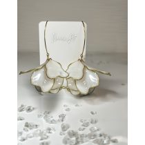   "Fehér-arany epoxi gyanta esküvői virágos fülbevaló"#08