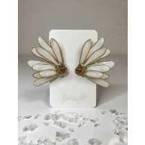   "Fehér-arany epoxi gyanta virágos fülbevaló"#09