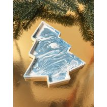   "Kék-fehér fenyőfa formájú kínálótál, ajándék"#07