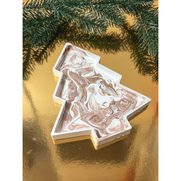 "Roseold-fehér márványos fenyőfa formájú kínálótál"#10