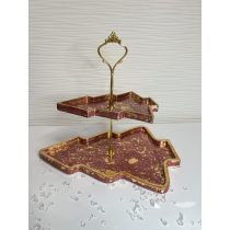   "Burgundi fenyőfa formájú emeletes kínálótál ajándék"#06