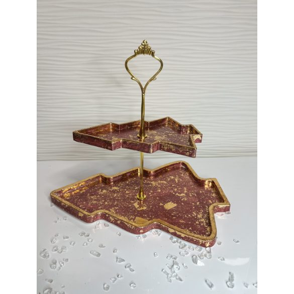 "Burgundi fenyőfa formájú emeletes kínálótál ajándék"#06