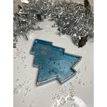   "Kék-ezüst fenyőfa formájú kínálótál ajándék"#01