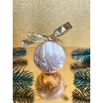   "Rosegold- fehér metál márványos karácsonyi gömb"#05