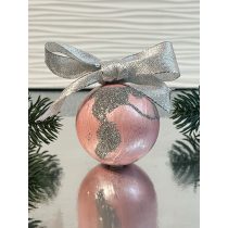    " Rózsaszín-ezüst földgömb karácsonyfadísz" #03