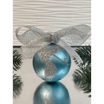 " Kék-ezüst földgömb karácsonyfadísz" #06