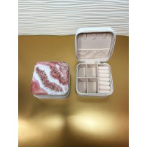   "Rosegold-fehér epoxi gyanta fedésű hordozható ékszertartó doboz tökéletes ajándék nőknek"#01
