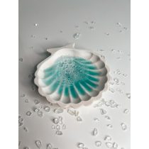   "Fehér-türkíz epoxi gyanta tengeres kagylós ékszertartó tálka"#01