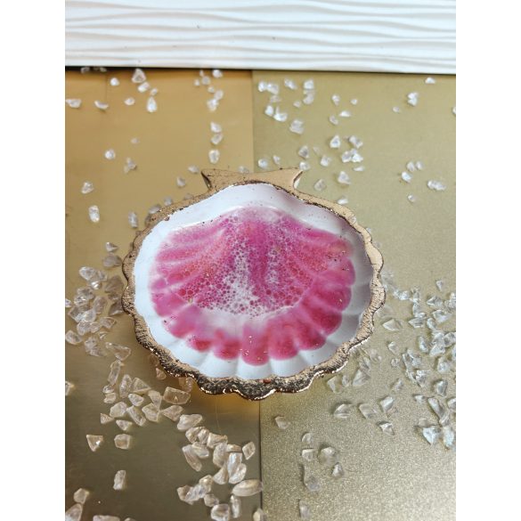 "Rózsaszín-arany kagylós ékszertartó tálka"#06