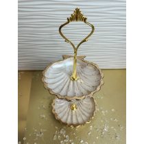   "Arany-gyöngyház emeletes kagyló formájú ékszertartó tálka"#12