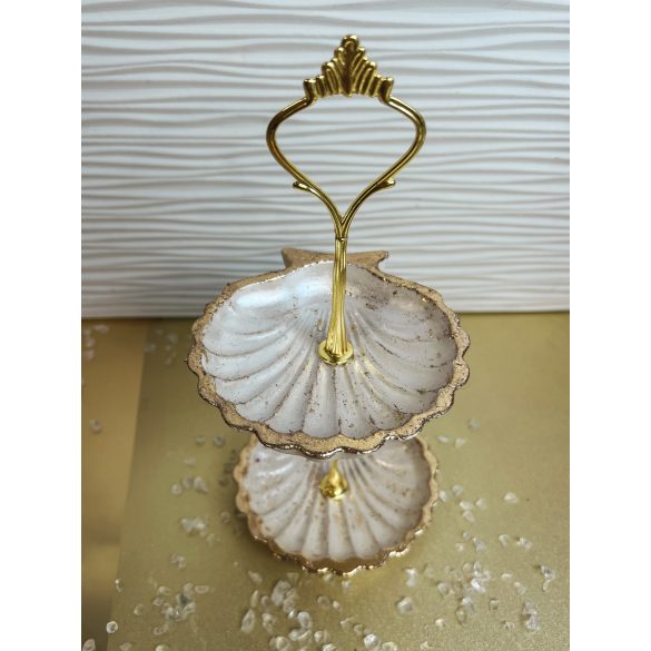 "Arany-gyöngyház emeletes kagyló formájú ékszertartó tálka"#12