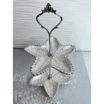   "Ezüst-gyüngyház tengeri csillag formájú emeletes ékszertartó tálka"#13