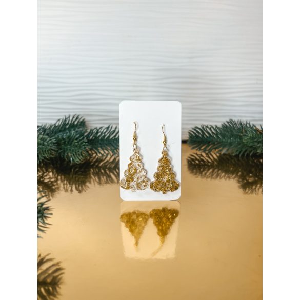 "Átlátszó- arany pelyhes karácsonyi női fülbevaló, ajándék"#05