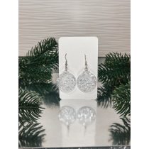   "Átlátszó- eüst-fehér pelyhes karácsonyi női fülbevaló, ajándék"#06