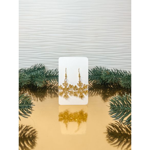 "Átlátszó- arany pelyhes karácsonyi női fülbevaló, ajándék"#09