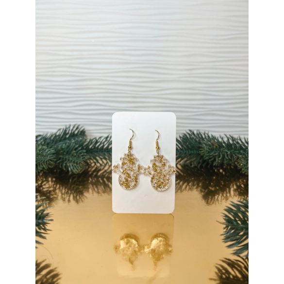 "Átlátszó- arany pelyhes karácsonyi női fülbevaló, ajándék"#10