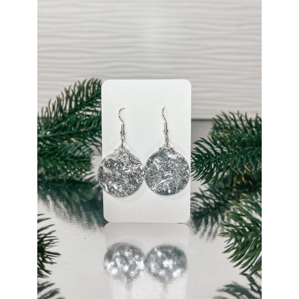 "Átlátszó- ezüst pelyhes karácsonyi női fülbevaló, ajándék"#13