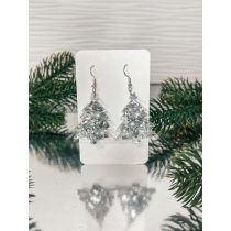   "Átlátszó- ezüst pelyhes karácsonyi női fülbevaló, ajándék"#15