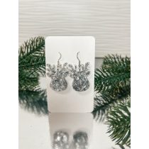   "Átlátszó- ezüst pelyhes karácsonyi női fülbevaló, ajándék"#18