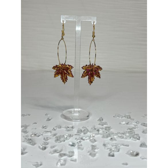 "Burgundi-arany epoxi gyanta leveles fülbevaló"#03