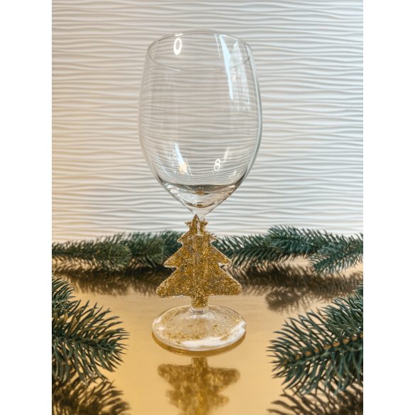 "Arany-fehér karácsonyi boros pohár epoxi gyanta ajándék"#01
