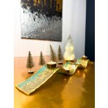 "Zöld&arany 3 hajlításos adventi gyertyatartó"#02