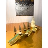 "Zöld&arany 3 hajlításos adventi gyertyatartó"#02