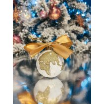 " Arany-fehér földgömb karácsonyfadísz" #03