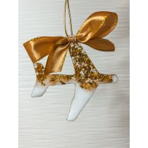   " Fehér-arany repülő formájú epoxi gyanta karácsonyfadísz " #04