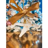 " Fehér-arany repülő formájú epoxi gyanta karácsonyfadísz " #04