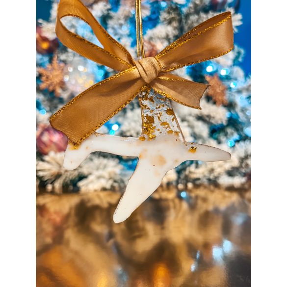 " Fehér-arany repülő formájú epoxi gyanta karácsonyfadísz " #04