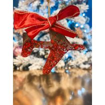   " Piros-arany repülő formájú epoxi gyanta karácsonyfadísz" #05