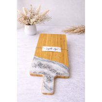   "Ezüst epoxi gyanta fedésű vágódeszka, különleges ajándék, anyák napja, köszönőajándék"#09