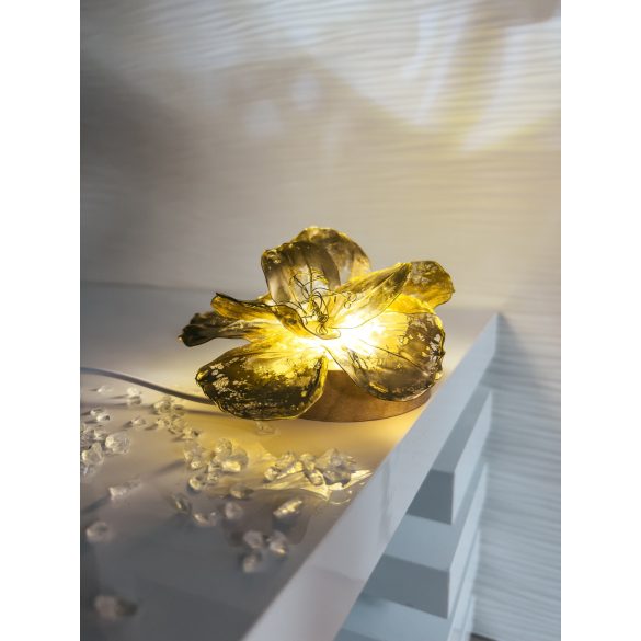 "Arany-áttetsző epoxi gyanta virág formájú hangulatlámpa"#01