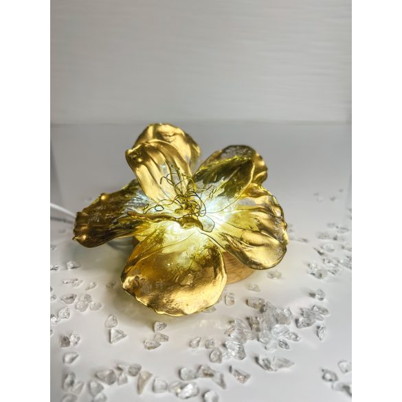 "Arany-áttetsző epoxi gyanta virág formájú hangulatlámpa"#01